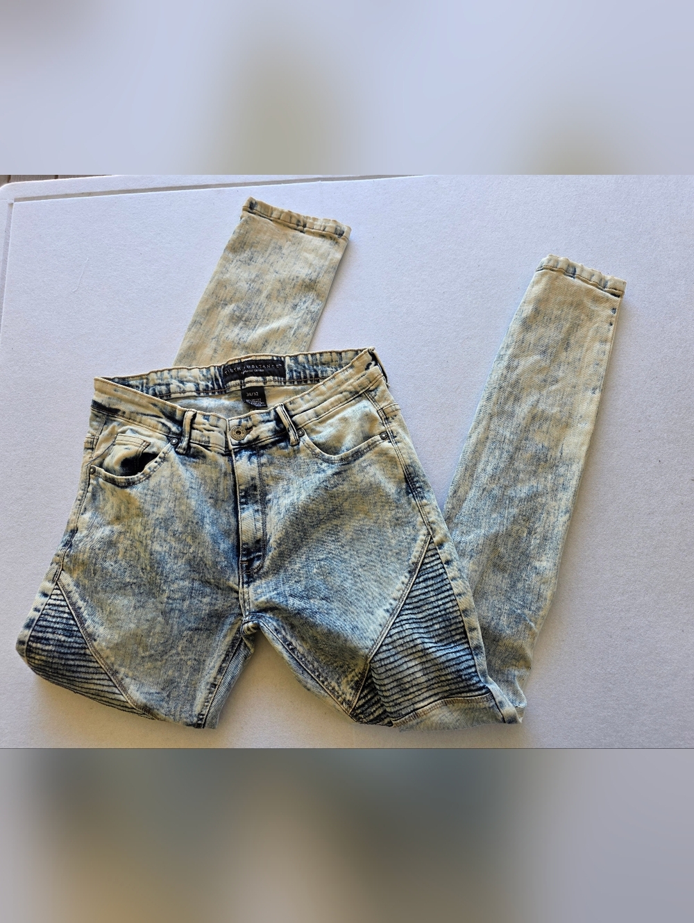 Skinny Acid Wash Men’s Jeans - Light Blue